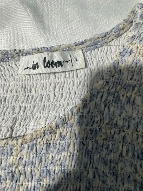 In Loom Smocked Tiered Maxi Dress – Size Large Boho Cottagecore Prairie Flowy - Picture 3 of 13